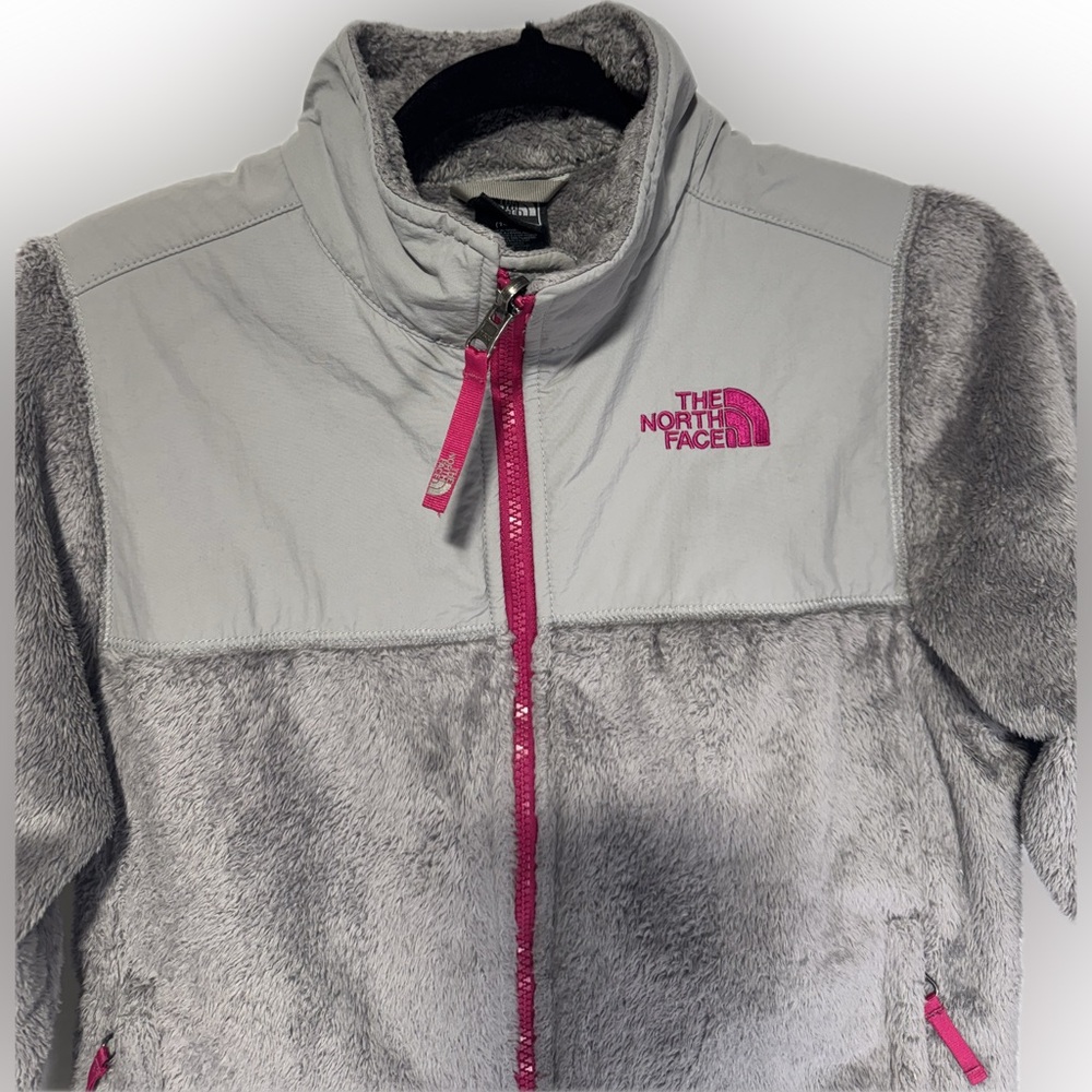 The North Face Youth Large Fleece Pullover Jacket Pink/Gray - Picture 4 of 15